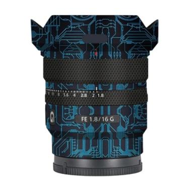 Imagem de Adesivo de lente de câmera antiarranhões para Sony FE 16 mm F1.8 G Capa protetora de película protetora 16 F 1,8 (azul circuito)