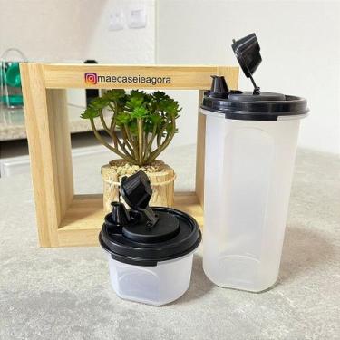 Imagem de Kit 2 Peças Modular Líquido Transparente com Tampa Preta - Tupperware