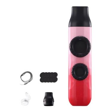 Imagem de KiBcsLic Flauta Kazoo, Brinquedo Musical Compacto com Dois Furos, Lembrancinhas de Festa com Cordão para Viagens E Aventuras de Mochila, Rosa Vermelho