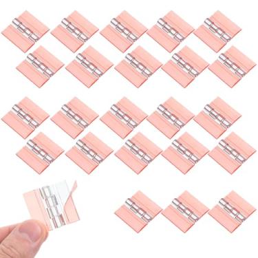 Imagem de ElevateTech 24 Pequenas Dobradiças de Acrílico Mini Transparentes Autoadesivas Pequenas Dobradiças para Artesanato em Vidro Tampa de Aquário Armário Suporte de Exibição de Móveis 1,34 × 1,2 pol