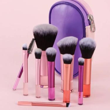 Imagem de Kit 10 Pincéis de Maquiagem Mini Profissional – Multifuncionais, Travel Size, Cerdas Macias, Ideal para Base, Pó, Blush, Sombras e Corretivo
