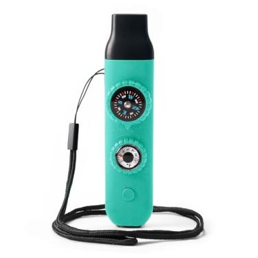 Imagem de Viriber Apito de segurança de sobrevivência de emergência, apito para crianças com cordão, bússola, termômetro, ideal para caiaque, passeios de barco, caminhadas, acampamento, escalada (turquesa)