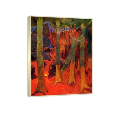 Imagem de RYLJCZ Reprodução de pinturas a óleo Paul Sérusier - Le feu dans la forêt- Impressão de arte de paisagem vintage - Arte de parede em tela para decorações de casa e escritório 60 x 80 cm (60.2x80.0 cm