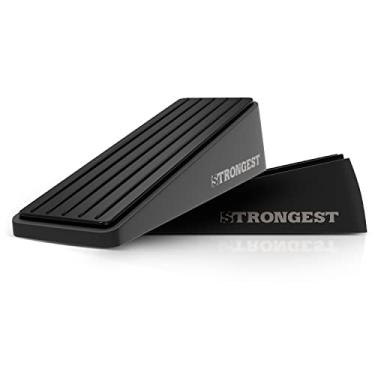 Imagem de Batente de porta mais forte, cunha de batente de porta resistente feita de zinco e borracha de qualidade premium combina com qualquer porta, qualquer piso. Conjunto de 2 e protetores de parede