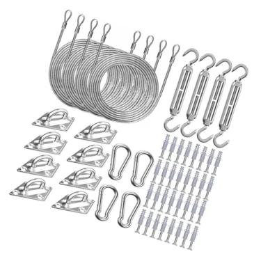 Imagem de MFMEXUL Kit de Acessórios para Toldo de Sombra, Kit Portátil de Fixação de Fio de Metal para Pátio, Praia E Jardim, 84 Peças, Tamanho real