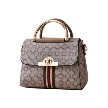 Imagem de CORIOS Bolsa feminina elegante de couro PU tiracolo bolsa tiracolo moderna bolsa carteiro alça superior bolsa pequena bolsa, Caqui, Large
