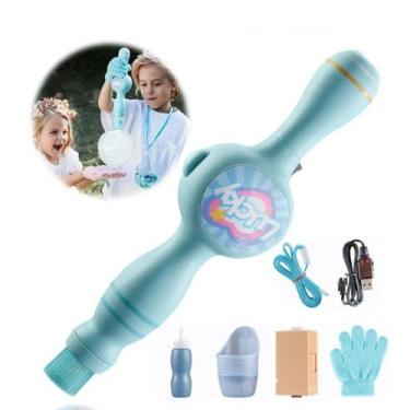 Imagem de Brinquedo Bolha De Sabão Com Fumaça Varinha Magica Rosa Bolinhas de Sa