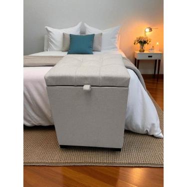 Imagem de Puff Baú Toquio Estofado Em Linho - Creme