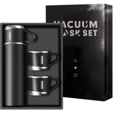 Imagem de Garrafa Térmica de Aço Inoxidável 500ml com 3 Xícaras – Kit Completo para Café, Chá e Viagem – Ideal para Presentear
