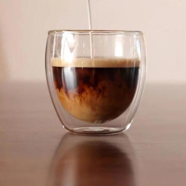 Imagem de Kit 2 Copo Duplo Vidro Isolante Parede Dupla Café Chá Suco Cerveja Chopp