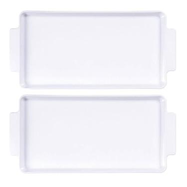 Imagem de Kit 2 Travessas Retangulares Porcelana com Alças 24x13cm Tramontina Sobremesa Entradas