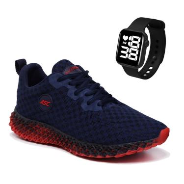 Imagem de Combo Tênis Feminino Esportivo Com Relógio Quadrado – Conforto e Estilo para Caminhada e Dia a Dia-Masculino