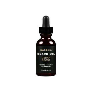 Imagem de Óleo de barba Golden Grooming para homens | Kit de crescimento natural com óleo de rícino, óleo de jojoba e azeite de oliva | Doma, hidrata e modela | Perfume de gelo de cedro | 30 ml