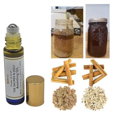 Imagem de BIBLE N Beautyoils Êxodo 30:22-25 Óleo de unção sagrado e sagrado, feito de arranhões com mirra, cálamo, canela, cássia e azeite de oliva, especiarias e óleos essenciais - 10 mL