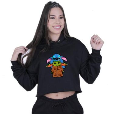 Imagem de Cropped Moletom Feminino Lilo Stitch yoda Star Wars - Lafre, Preto, G