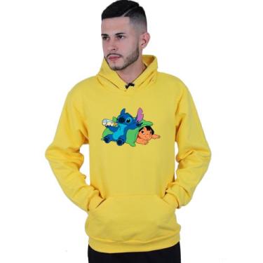 Imagem de Moletom Unissex Canguru Lilo Stitch Soneca - Lafre, Amarelo, M