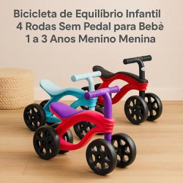 Imagem de Bicicleta de Equilíbrio Infantil 4 Rodas Sem Pedal para Bebê 1 a 3 Ano
