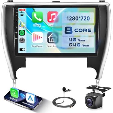 Imagem de Rádio automotivo com chip Qualcomm Snapdragon de 8 núcleos 4G + 64G para Toyota Camry 2015 2016 2017, Rimoody Car Stereo Carplay, Android, automóvel, 3D, modelo de carro, GPS, WiFi, tela sensível ao