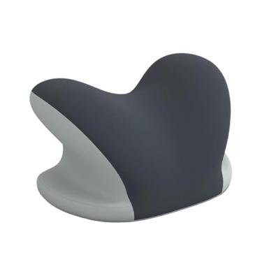 Imagem de Fenteer Almofada de pescoço de espuma viscoelástica para viagem, apoio de cabeça ergonômico portátil, capa removível para carro, avião, dormitório, quarto, Cinza Escuro