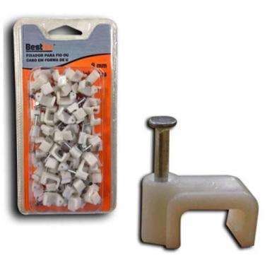Imagem de Fixadores Cabo Fios Paralelo 9Mm De Parede C/ 100 Pc E Prego - Bestfer