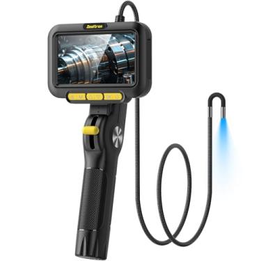 Imagem de Zealtron Boroscópio articulado bidirecional com luz, sonda de 6,2 mm, câmera de endoscópio industrial com tubo de autorreinicialização de 1,5 m, câmera de inspeção de tela IPS de 5 polegadas com luz