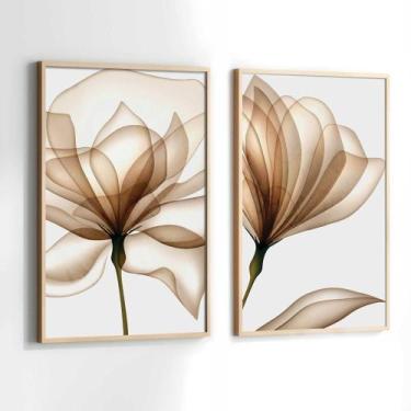 Imagem de Conjunto Quadros Decorativos com Moldura Flor de Lotus Clean Neutro Ma