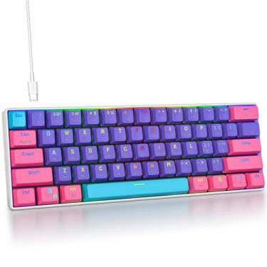 Imagem de Teclado para jogos Mosptnspg GS61 61 teclas RGB retroiluminado com fio