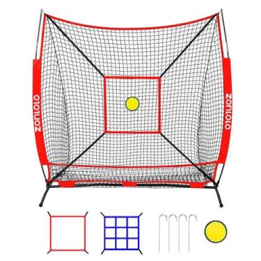 Imagem de Rede de beisebol Zonlolo de 6 x 6 pés com 3 alvos portátil para crianç