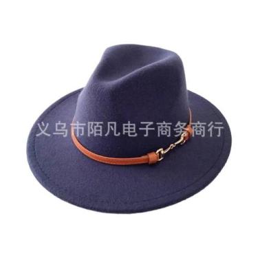 Imagem de Chapéu De Feltro De Lã Feminino Para Outono/inverno, Com Fivela De Cin