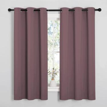 Imagem de Cortinas Blackout NICETOWN Dry Rose para quarto, par de 42 x 160 cm