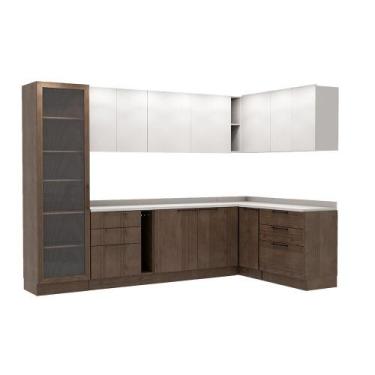 Imagem de Cozinha Modulada de Canto Herval Amsterdam, 8 Peças, Avelã e Off White