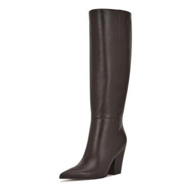 Imagem de Nine West Bota de cano alto feminina Adera, Couro marrom escuro 200, 38