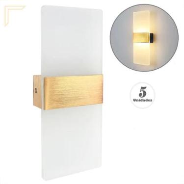 Imagem de 5 Arandela Quarto Dourado Escovado Acrilico Led 3000K Lup95 - Acende a
