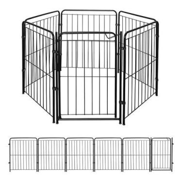 Imagem de Cercado para Pet 5 Módulos Portão 83cm Utilyse Branco Preto Chiqueirin