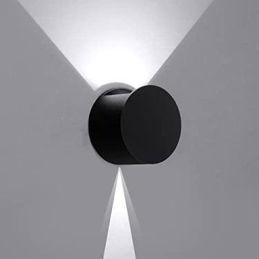 Imagem de Kawell Arandela de parede LED moderna de 8 W acende para baixo à prova d'água lâmpada de parede externa interna com fio para quarto, banheiro, corredor, escadas, varanda, preto 6000 K