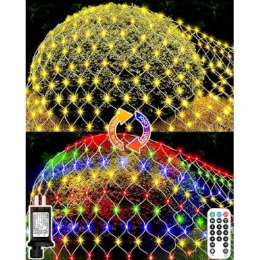 Imagem de MIQIA Luzes de rede de Natal que mudam de cor, 3 m x 2 m, 200 luzes de malha de LED com 11 modos e controle remoto, luzes de Natal à prova d'água para casa, férias, jardim, decoração de Natal, branco