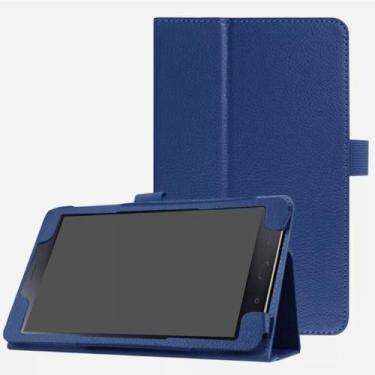 Imagem de ZZOUGYY Capa de tablet para Samsung Galaxy Tab A 8.0 SM-T380 SM-T385C (versão 2017), capa de couro ultrafina e leve com suporte para Samsung Galaxy Tab A 8.0 2017 T380 T385 8 polegadas (Li-Dark Blue)