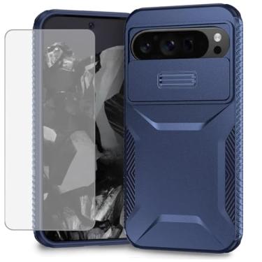 Imagem de Ueokeird Capa para Pixel 9 Pro XL, capa para Google 9 Pro XL com protetor de tela de vidro temperado e capa para câmera deslizante, antiderrapante, resistente, à prova de choque, para Google Pixel 9
