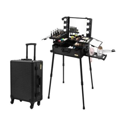 Imagem de Makeup Train Case Tense Edano Aluminium com luzes LED e alto-falante