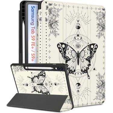 Imagem de Wazzasoft Capa para Samsung Galaxy Tab S9 Plus, capa feminina para Samsung Galaxy Tab S9 FE Plus, capa estética para adolescentes com suporte para lápis, borboleta para Galaxy Tab S9+/S9 FE+ capa 31.5