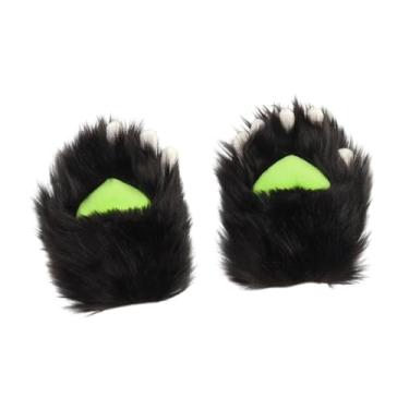 Imagem de Colaxi Luvas de pata de gato, mãos e garras, fantasia de Halloween para dramatização, baile de máscaras e carnaval, Preto Verde