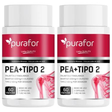 Imagem de Kit 2 Suplemento PEA + Colágeno Tipo 2 | Palmitoiletanolamida Bioativa 600mg + Colágeno Tipo 2 40mg | 60 Cápsulas | Articulações e Recuperação Muscular
