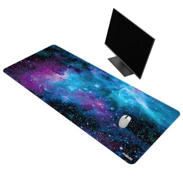 Imagem de Mydours 1400 x 600 mm mouse pad XXL, mouse pad grande para jogos, mouse pad com lycra lisa e borracha antiderrapante, almofada de mesa para computador, teclado e jogos de PC (universo)
