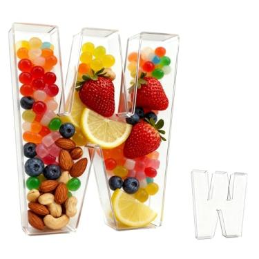 Imagem de Bandeja de charcutaria acrílica com alfabeto de 25,4 cm – recarregável, reutilizável, bandeja de servir para bolo e doces, decoração de festa de aniversário de aniversário (letra W)