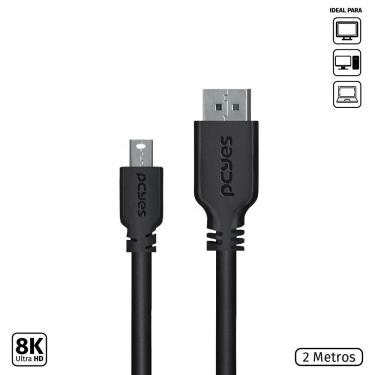 Imagem de Cabo Mini Displayport Macho Para Displayport Macho V.1.2 28Awg Puro Cobre 2 Metros - Pmddpm-2