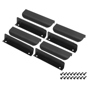 Imagem de PATIKIL 8 puxadores de dedo para armários, borda de liga de alumínio de 12 cm, puxador de dedo com alça plana oculta, suporte traseiro para cômoda, guarda-roupa, gavetas, ferragens de porta, preto