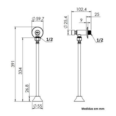 Imagem de Válvula Para Mictório Cromado Com Canopla e Flexível 30cm Blukit, Crom