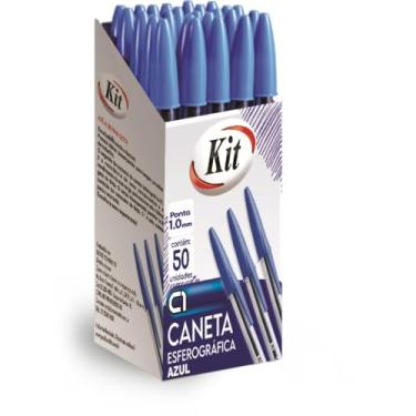 Imagem de Caneta Esferográfica KIT C1 Azul 1.0 mm – Ponta Média, Escrita Suave e Confortável – caixa com 50 unidades.