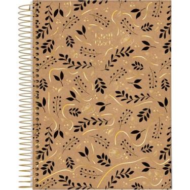 Imagem de Jandaia - Caderno Espiral Universitário CD 10 Matérias 160 Fls Kraft Black Folhagens Pretas FSC