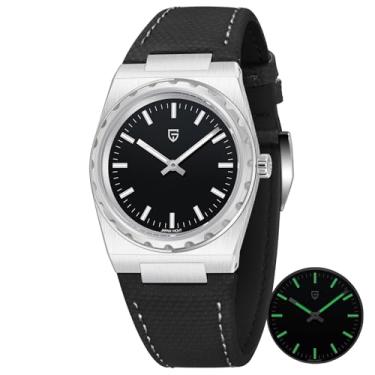 Imagem de Pagani Design Relógio masculino de quartzo ultrafino minimalista de 7 mm, vidro de safira, aço inoxidável 316L, à prova d'água, 100 m, luminoso, Borracha-preto